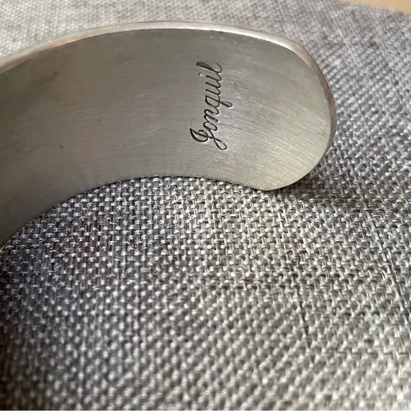 Jonquil Kirk Pewter Floral Cuff Bracelet Silver Flower of the Month Vintage - Picture 3 of 7